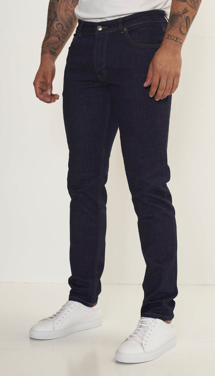 Fitted Tapered Jeans - Navy - Ron Tomson