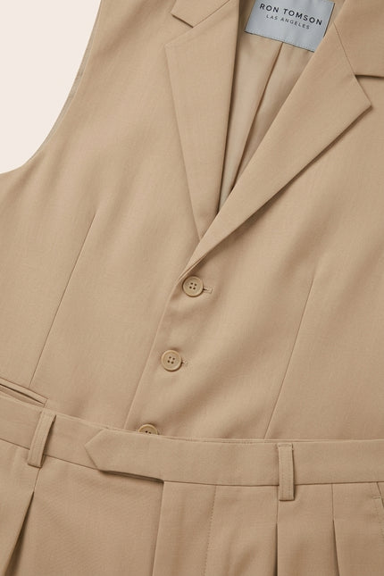 Fitted Vest and Pants Set - Beige - Detail