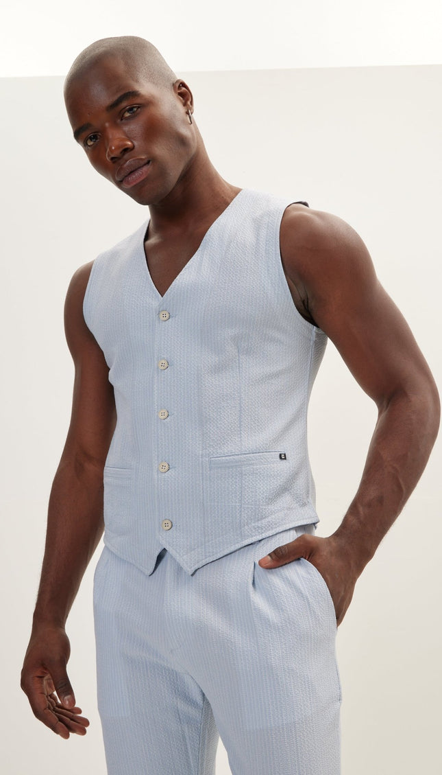 Five Button Blue Vest - Ron Tomson