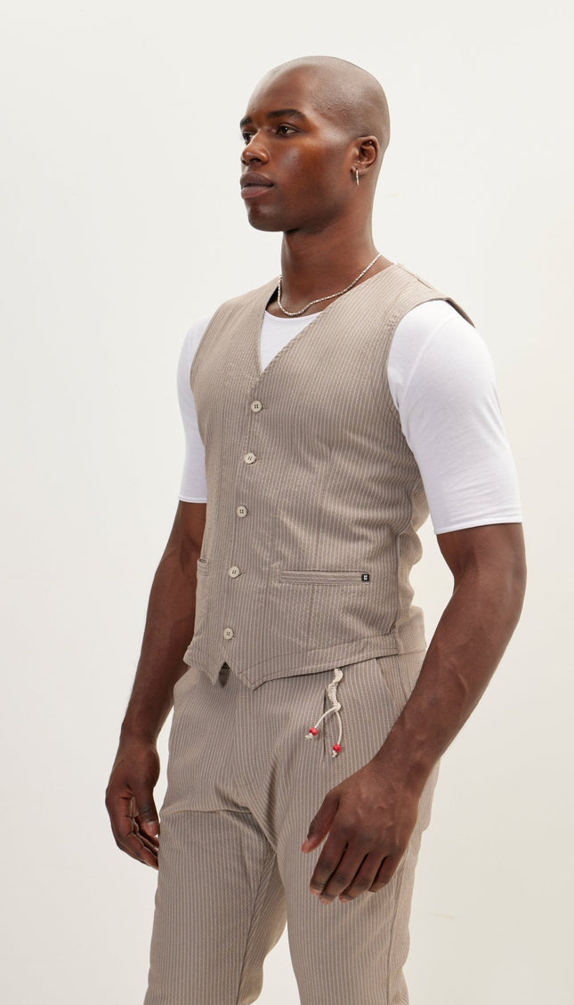 Five Button Brown Vest - Ron Tomson