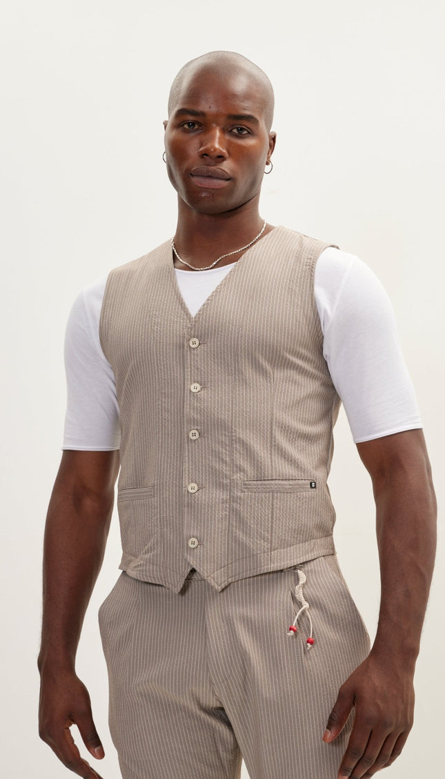 Five Button Brown Vest - Ron Tomson