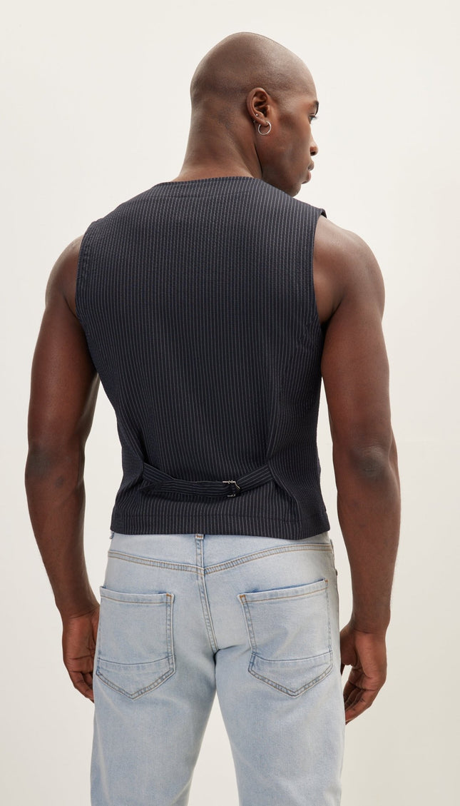Five Button Navy Vest - Ron Tomson