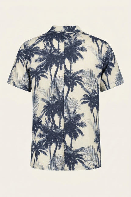 Floral Camp Collar Shirt - Cream Navy - Back