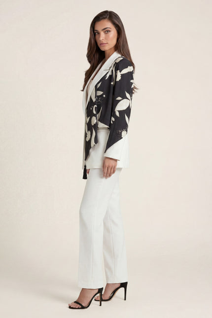 Split Design Blazer - White Black - side view