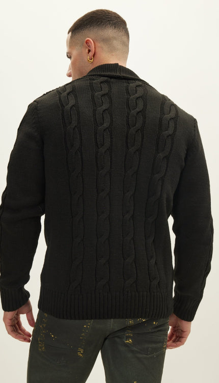 Four Button Down Cardigan - Black - Ron Tomson