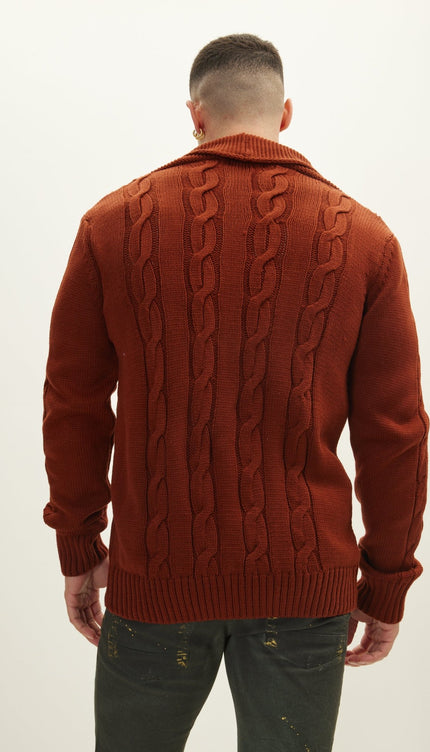 Four Button Down Cardigan - Orange - Ron Tomson