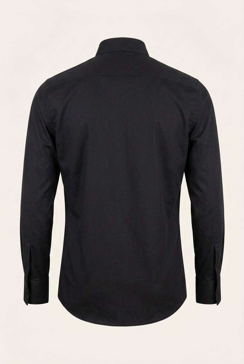 Men's French Cuff Tuxedo Shirt - Black | Ron Tomson