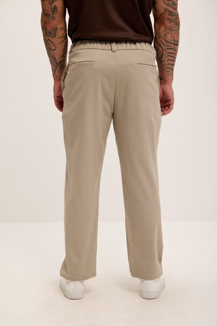 Front Flap Pleating Relaxed Trousers - Beige - Ron Tomson