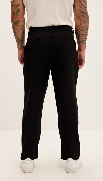 Front Flap Pleating Relaxed Trousers - Black - Ron Tomson