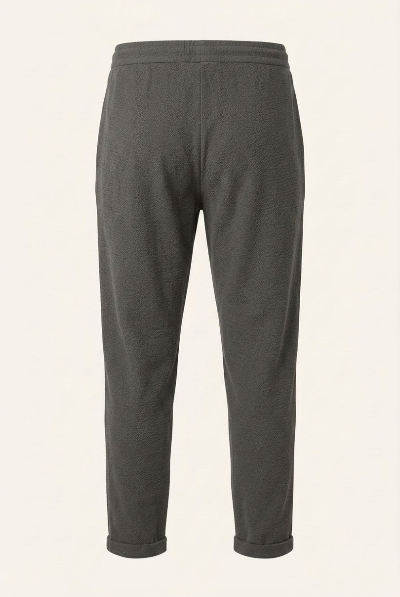 Front Pleated Waffle Pants - Anthracite - Back