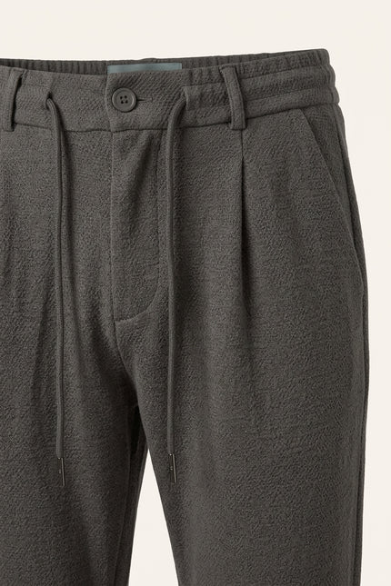 Front Pleated Waffle Pants - Anthracite - Detail