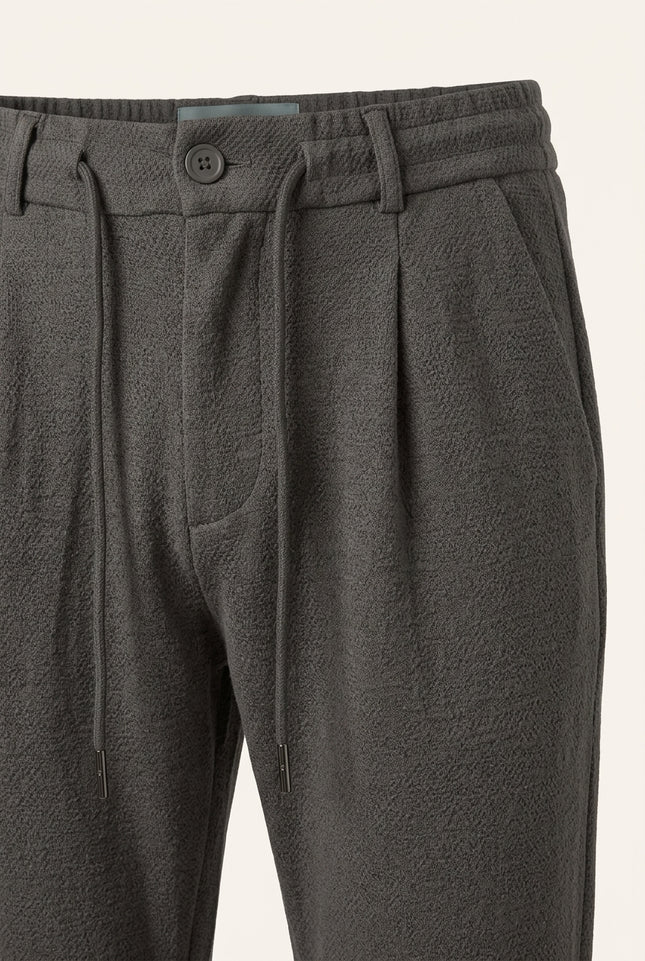 Front Pleated Waffle Pants - Anthracite - Detail