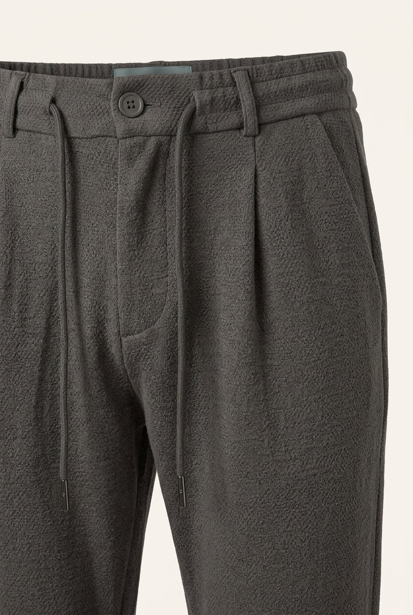 Front Pleated Waffle Pants - Anthracite - Detail