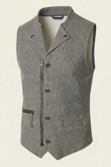 Marled Knit Vest - Grey - Front