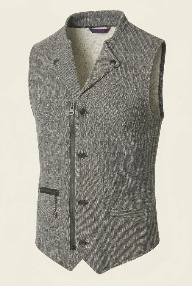 Marled Knit Vest - Grey - Front