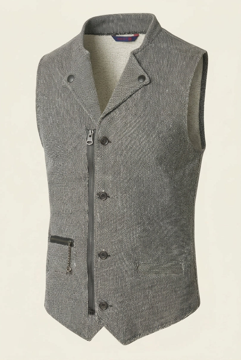 Marled Knit Vest - Grey - Front