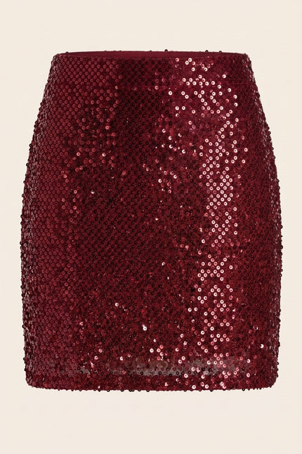 Front Vent Embellished Skirt - Burgundy - Back