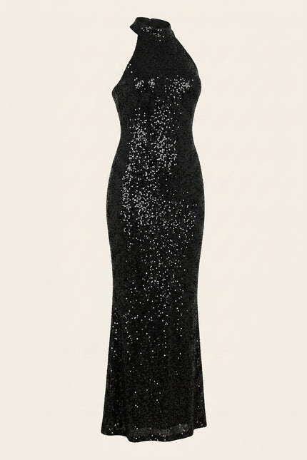 Allover Embellish Dress - Black - Front