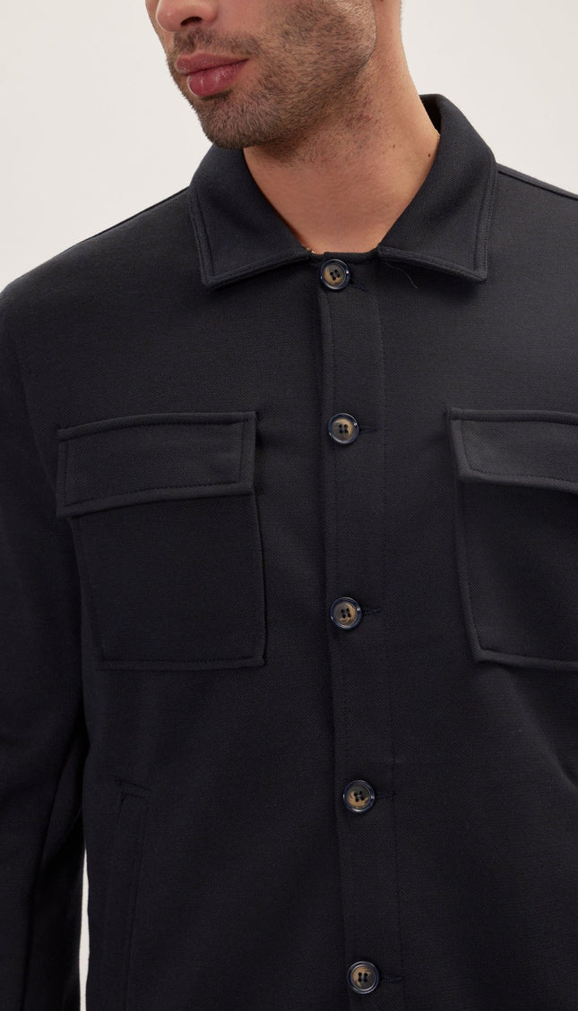 Full Button Up Jacket - Navy - Ron Tomson