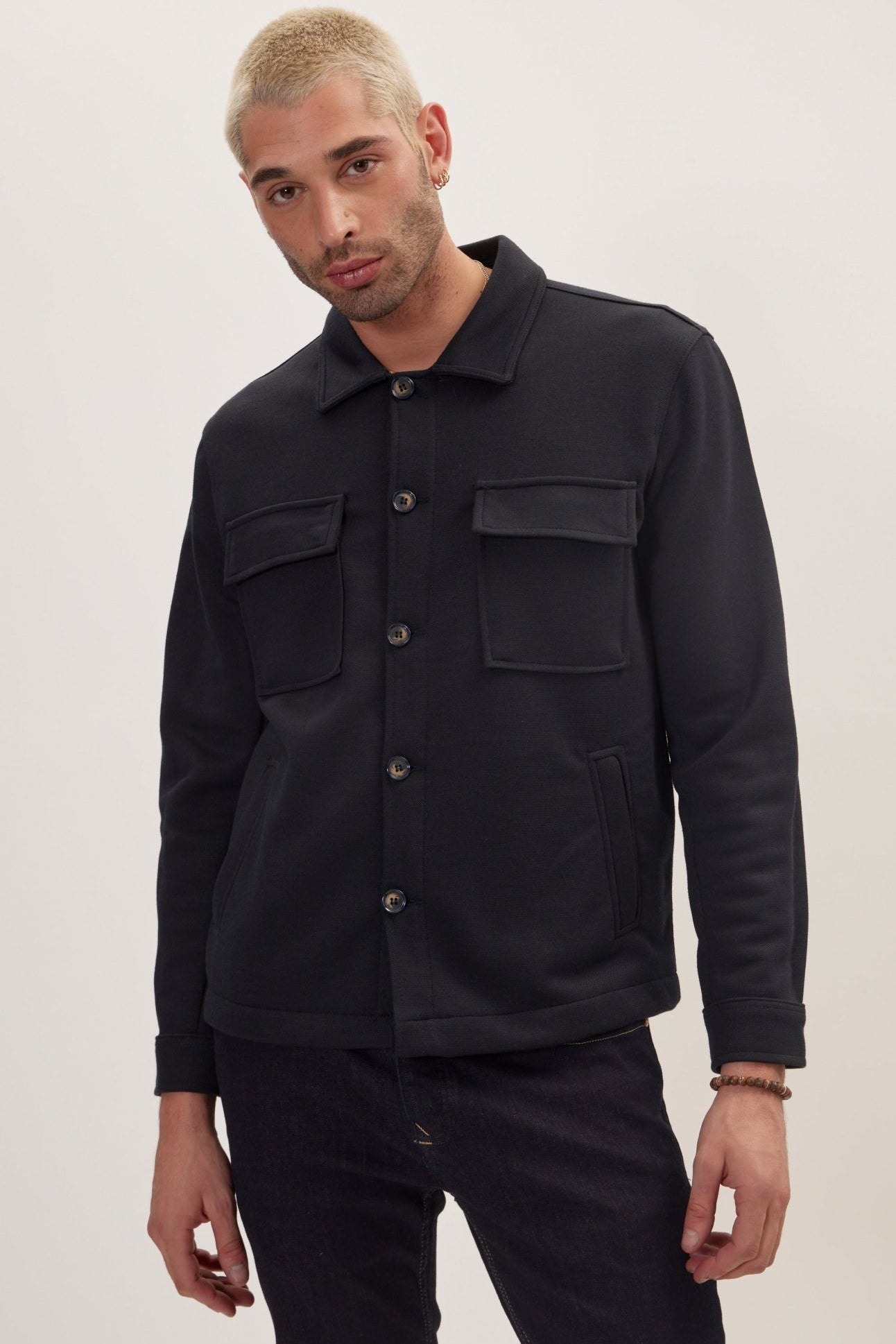 Full Button Up Jacket - Navy - Ron Tomson