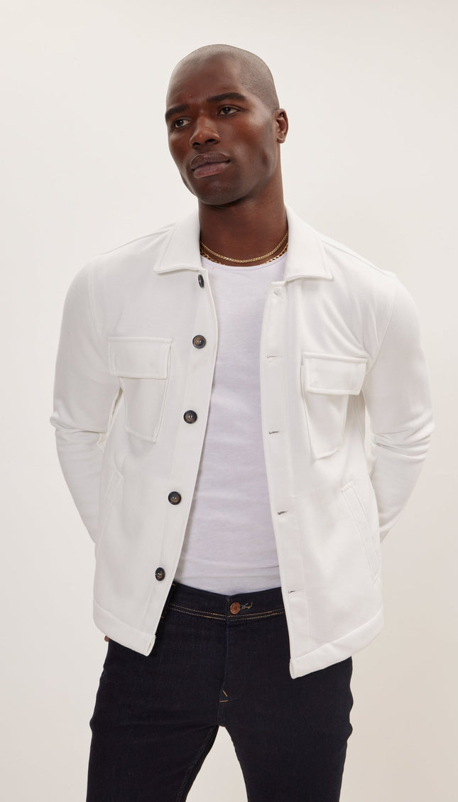 Full Button Up Jacket - Off White - Ron Tomson