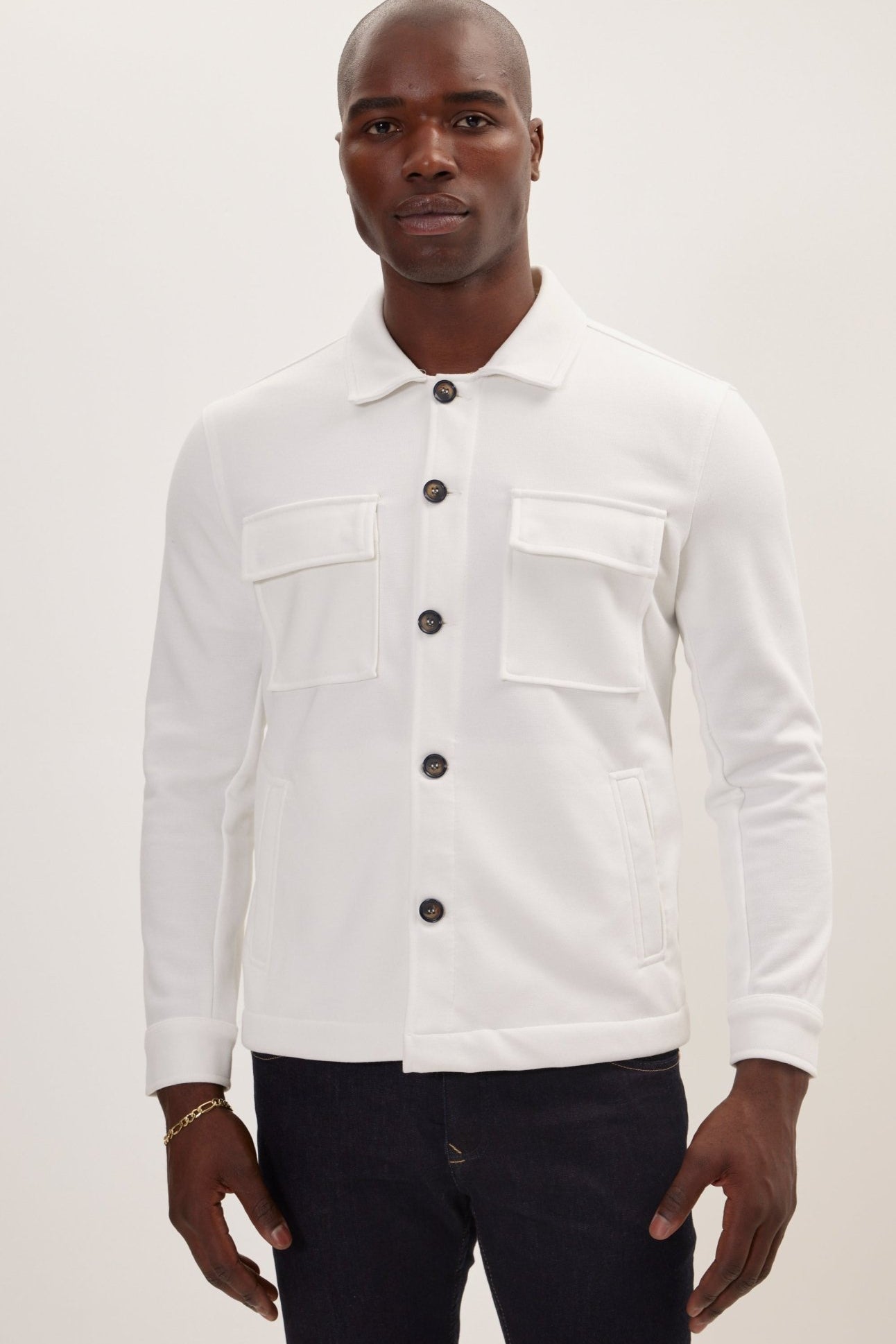 Full Button Up Jacket - Off White - Ron Tomson