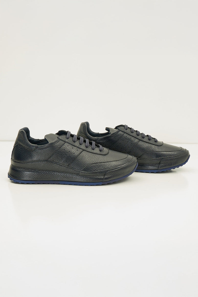 Full Grain Leather Stealth Sneaker - Navy - Ron Tomson