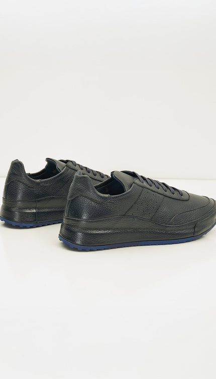 Full Grain Leather Stealth Sneaker - Navy - Ron Tomson