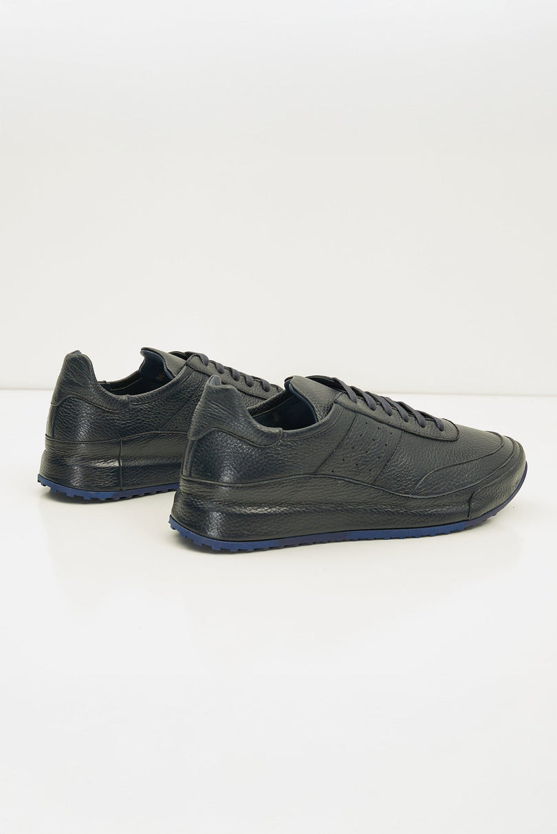 Full Grain Leather Stealth Sneaker - Navy - Ron Tomson