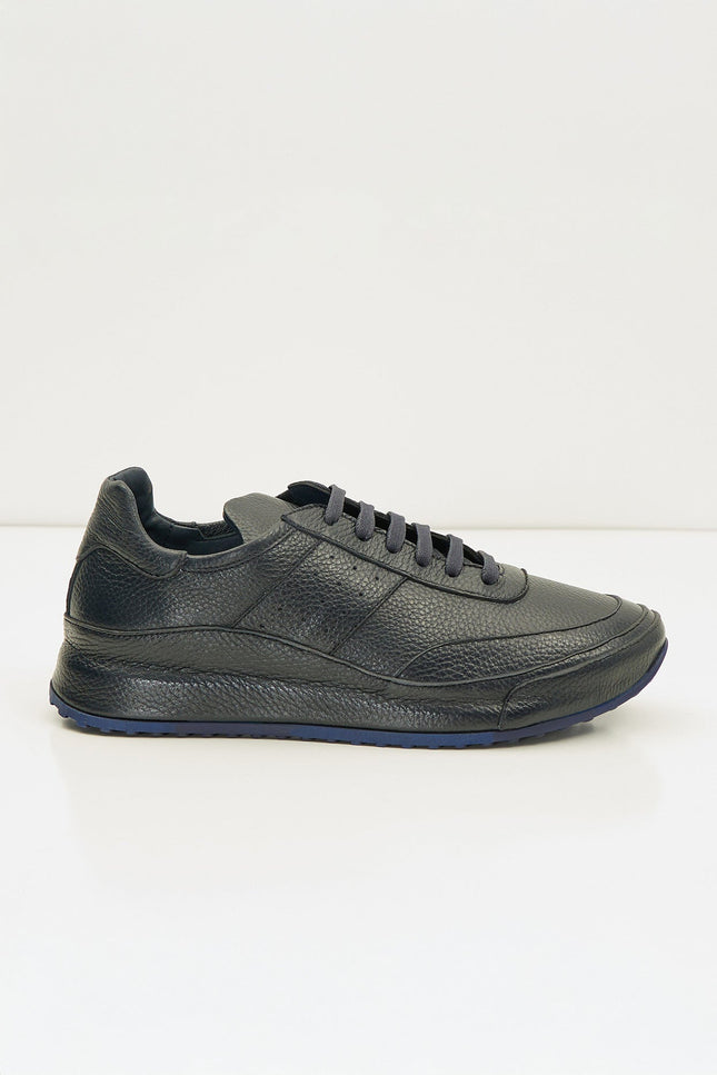 Full Grain Leather Stealth Sneaker - Navy - Ron Tomson