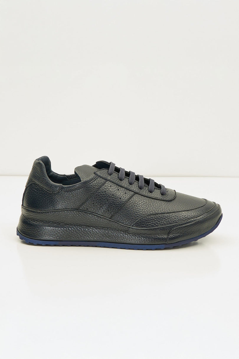 Full Grain Leather Stealth Sneaker - Navy - Ron Tomson
