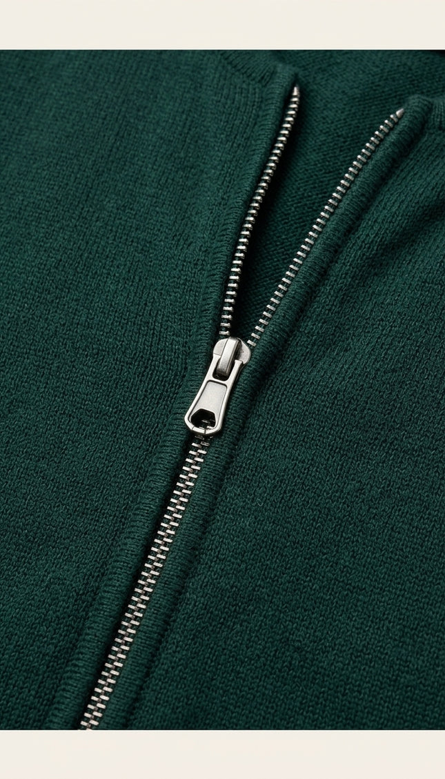 Full-Zip Cardigan - Green - Detail