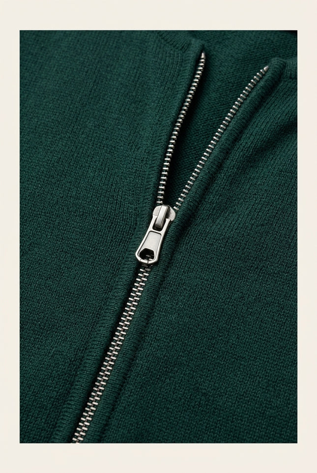 Full-Zip Cardigan - Green - Detail