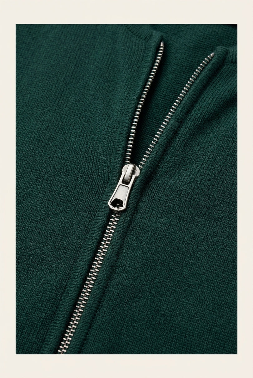 Full-Zip Cardigan - Green - Detail