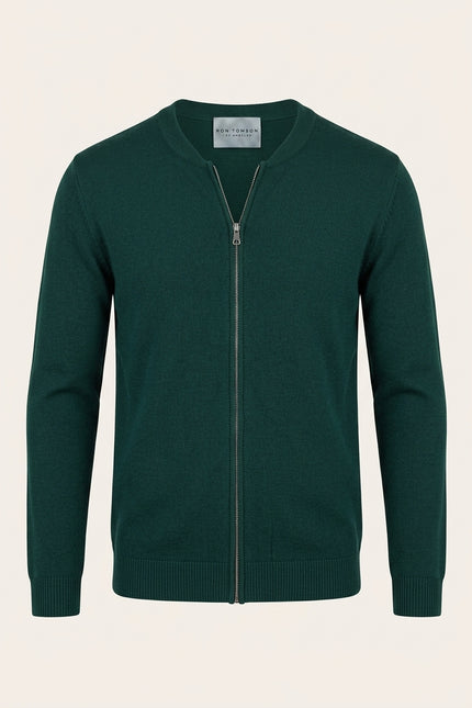 Full-Zip Cardigan - Green - Front
