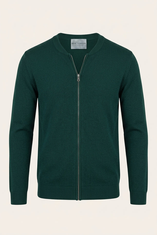 Full-Zip Cardigan - Green - Front
