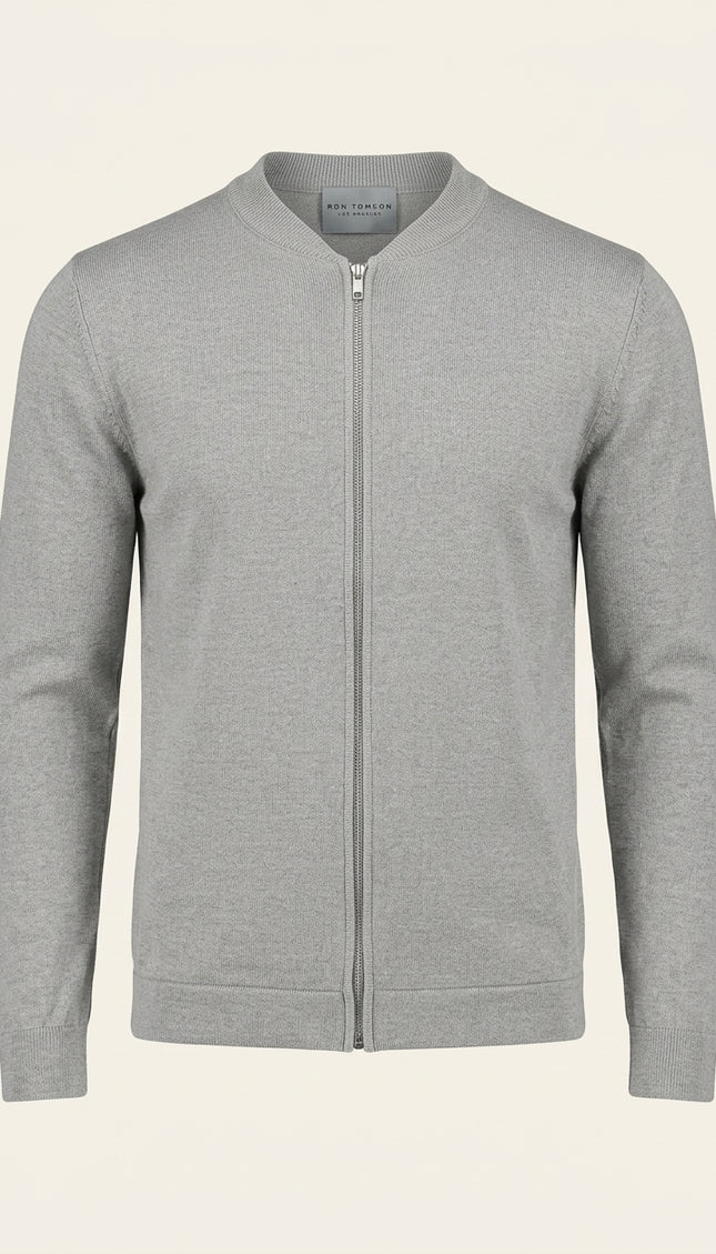 Full-Zip Cardigan - Grey - Front
