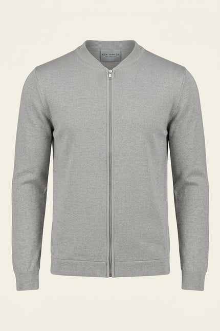 Full-Zip Cardigan - Grey - Front