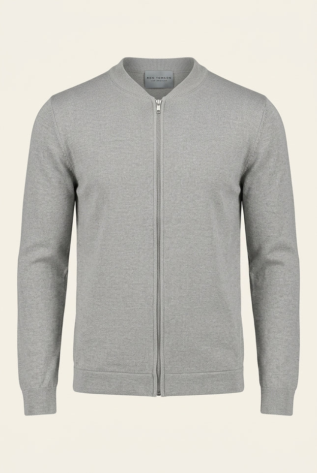 Full-Zip Cardigan - Grey - Front