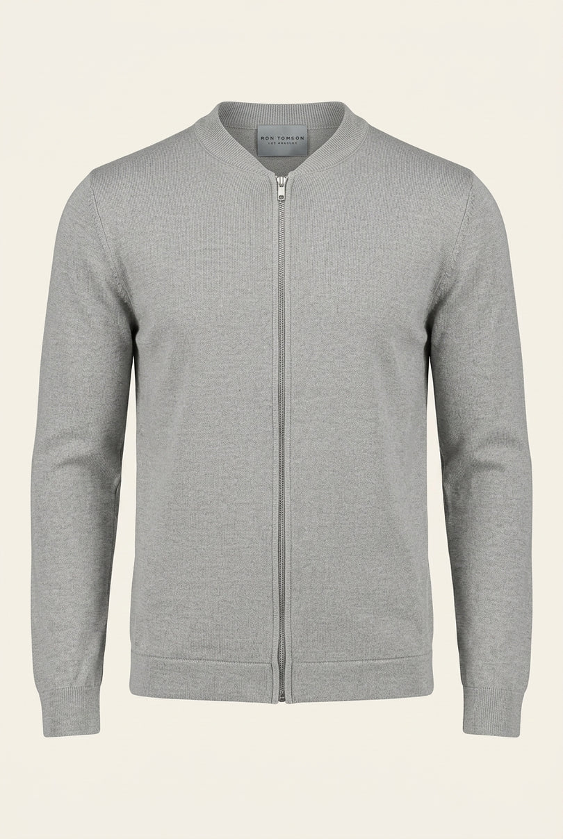 Full-Zip Cardigan - Grey - Front