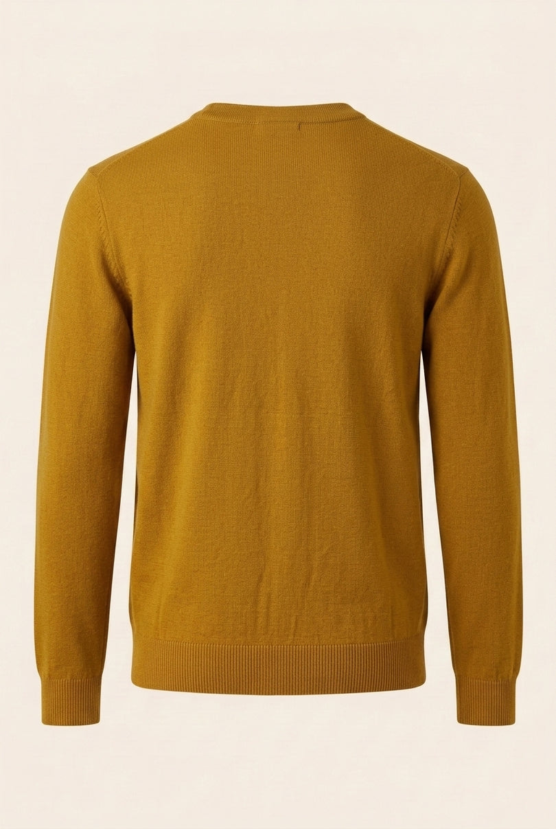 Full-Zip Cardigan - Mustard - Back