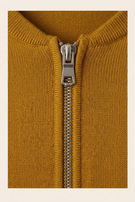 Full-Zip Cardigan - Mustard - Detail