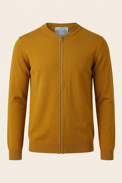 Full-Zip Cardigan - Mustard - Front