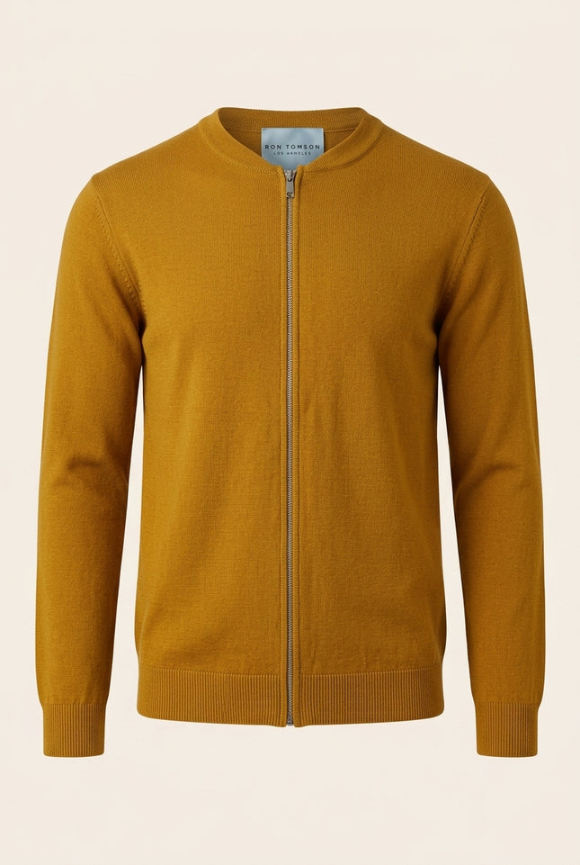 Full-Zip Cardigan - Mustard - Front