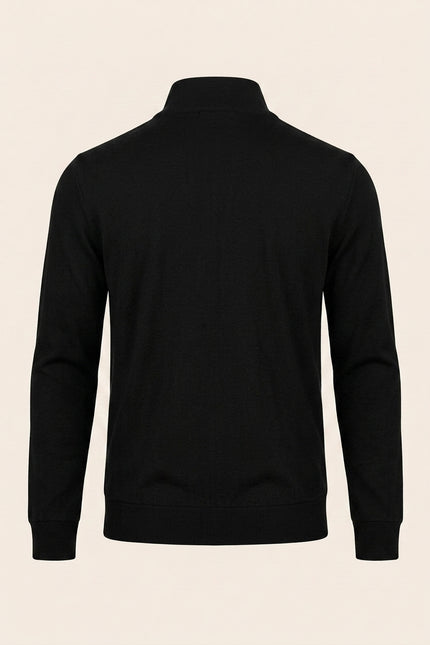 Full Zipper-Up Sweater - Black - Back