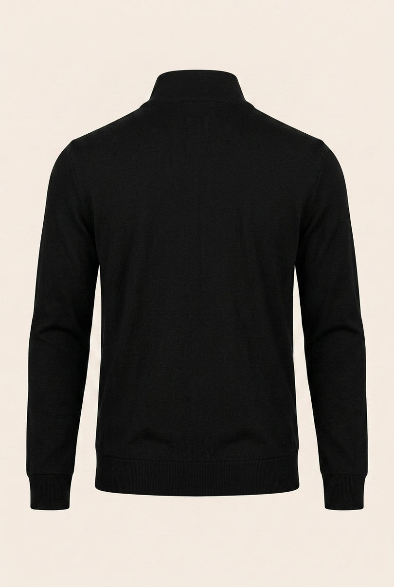 Full Zipper-Up Sweater - Black - Back