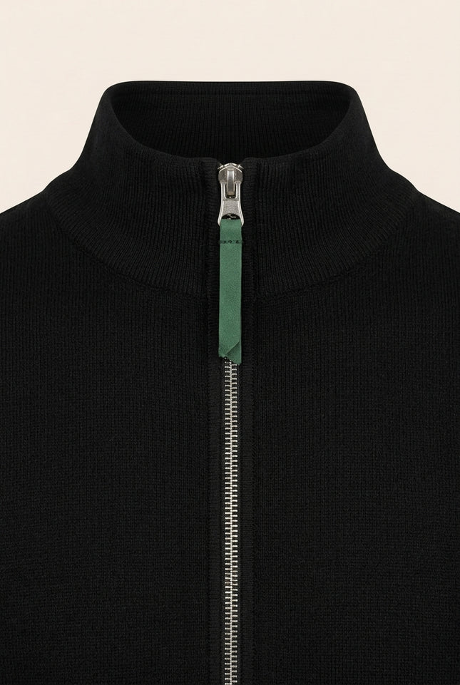 Full Zipper-Up Sweater - Black - Detail