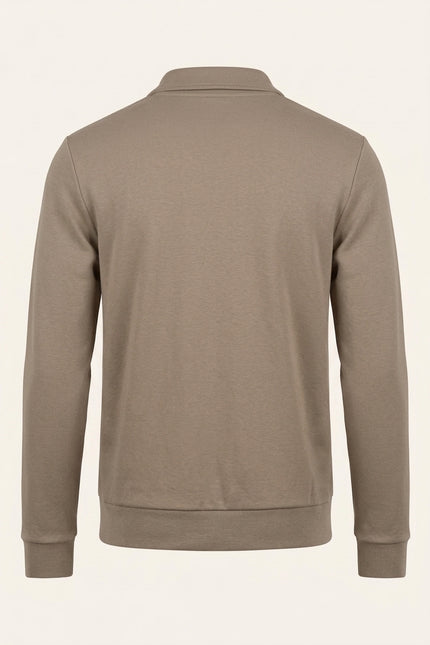 Full-Zip Sweater - Dark Beige - Back