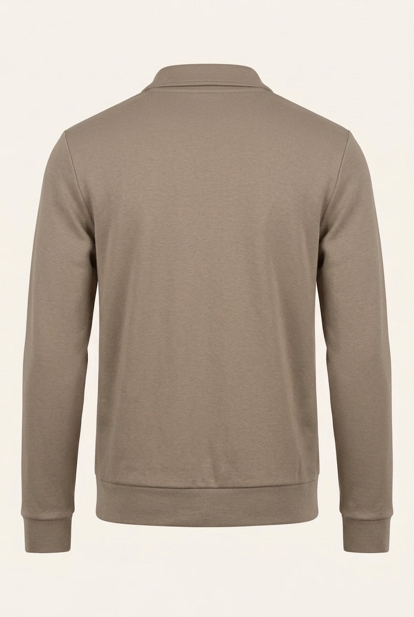 Full-Zip Sweater - Dark Beige - Back