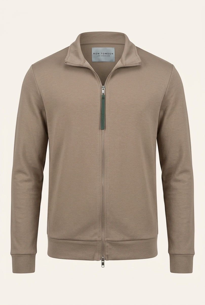 Full-Zip Sweater - Dark Beige - Front